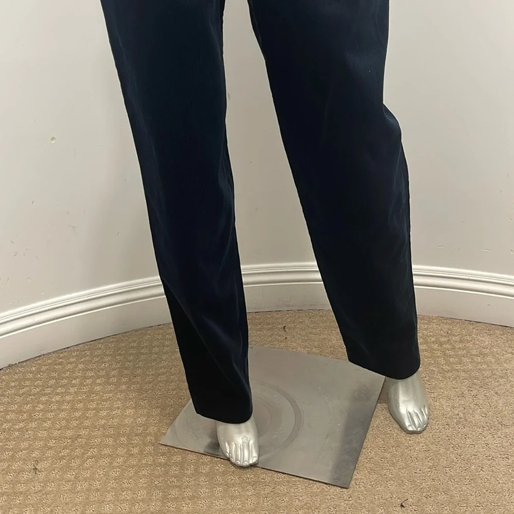 A.L.C. Pleated Tori Corduroy Straight Leg High Rise Pants Navy blue
